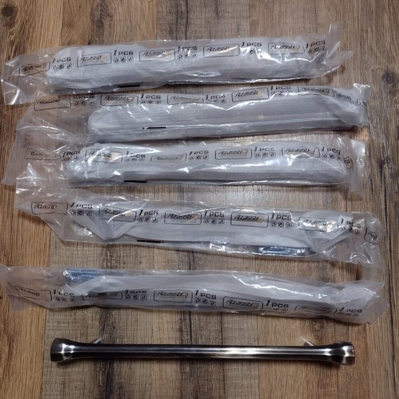 6 NEW Brushed Nickle Cabinet Pull Handles 7.5 Center Hole Draw Hardware - Picture 1 of 4